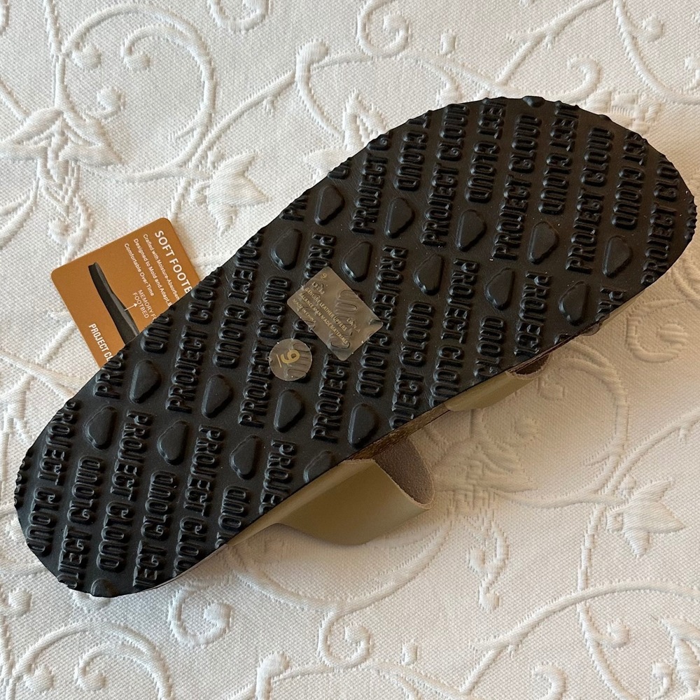 Project Cloud Womens Beige Lian Leather Memory Foam Toe Loop Sandals Size 9 - Picture 3 of 12